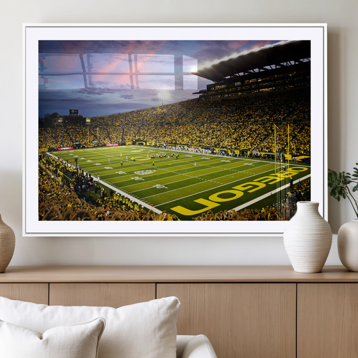 MGC-FP-36x24 - University of Oregon Ducks Football Team Print - Eugene Autzen Stadium Wall Art Canvas Print