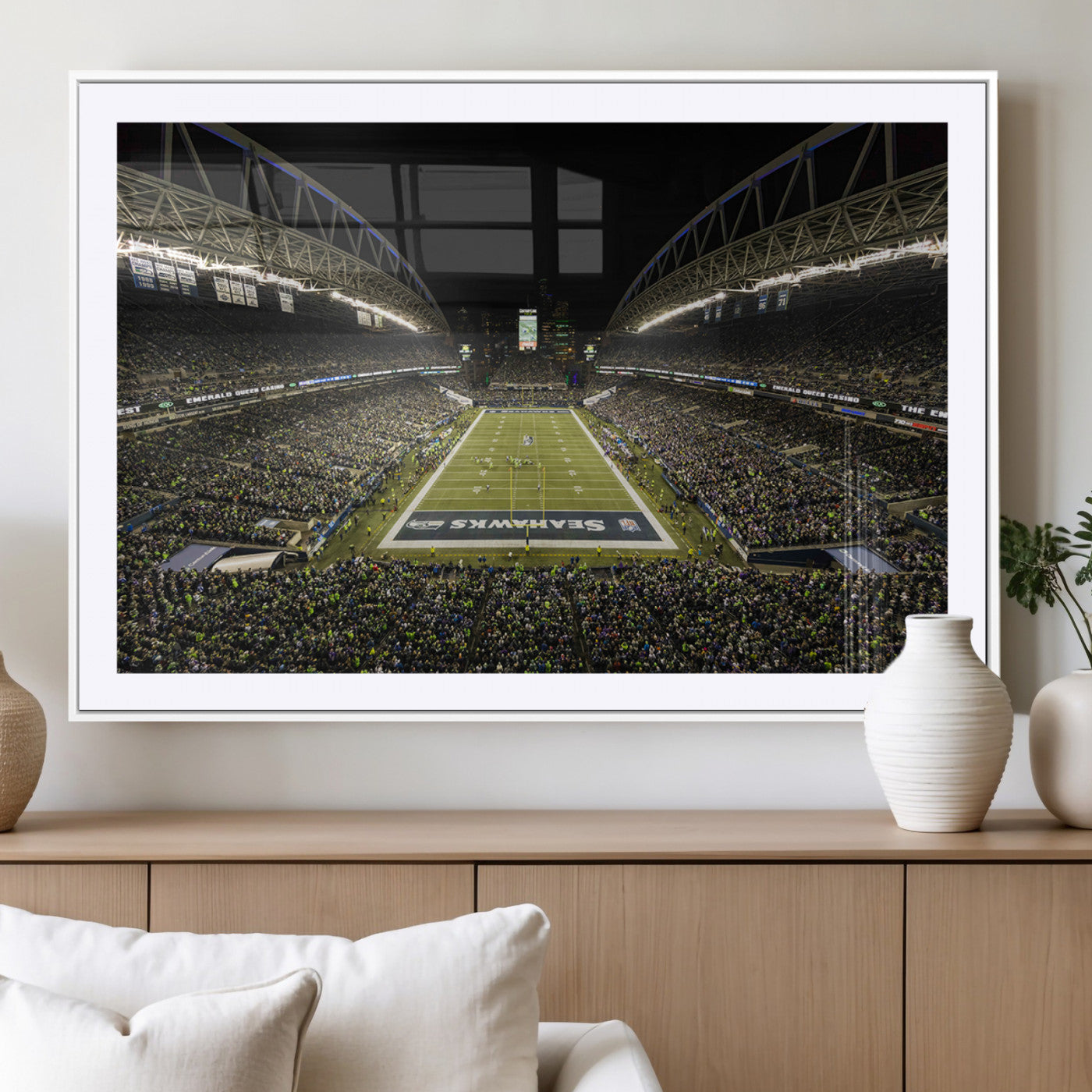 MGC-FP-36x24 - Seattle Seahawks Football Team Print Wall Art - Seattle Century Link Field Stadium Wall Art Canvas