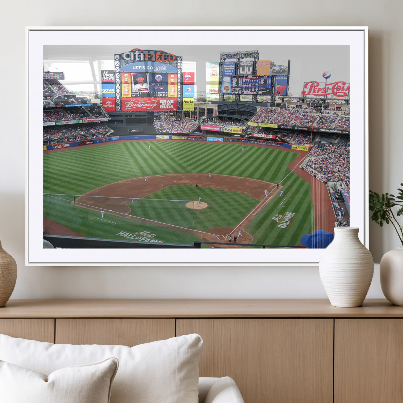MGC-FP-36x24 - New York Mets Baseball Team Print - Citi Field Baseball Stadium Wall Art Canvas Print