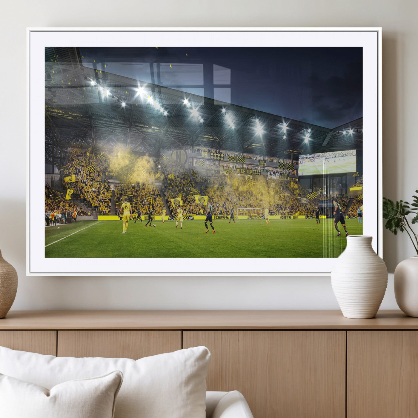 MGC-FP-36x24 - Columbus Crew Stadium Match Triple Canvas Wall Art - Dynamic MLS Game Scene Canvas Wall Art