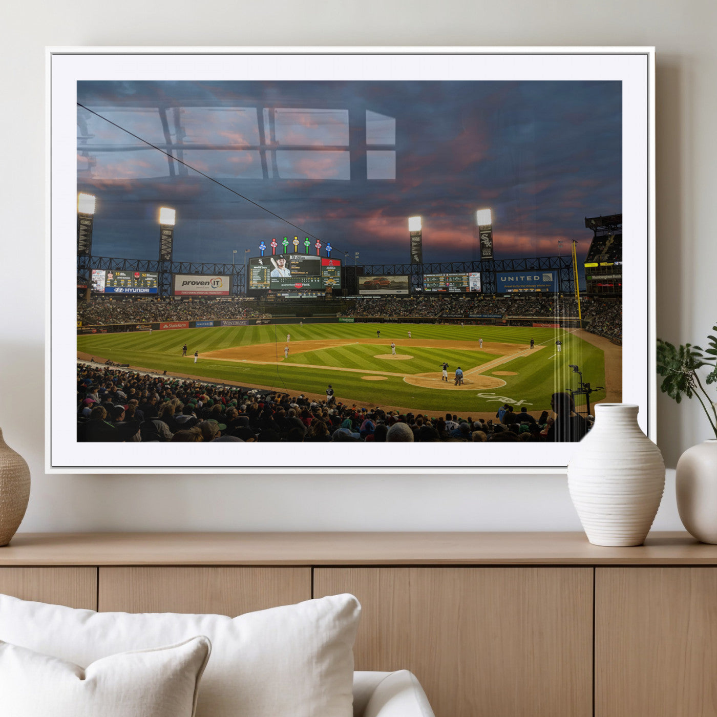 MGC-FP-36x24 - Chicago White Sox Baseball Team Print Canvas- Guaranteed Rate Field Stadium Wall Art Canvas Print