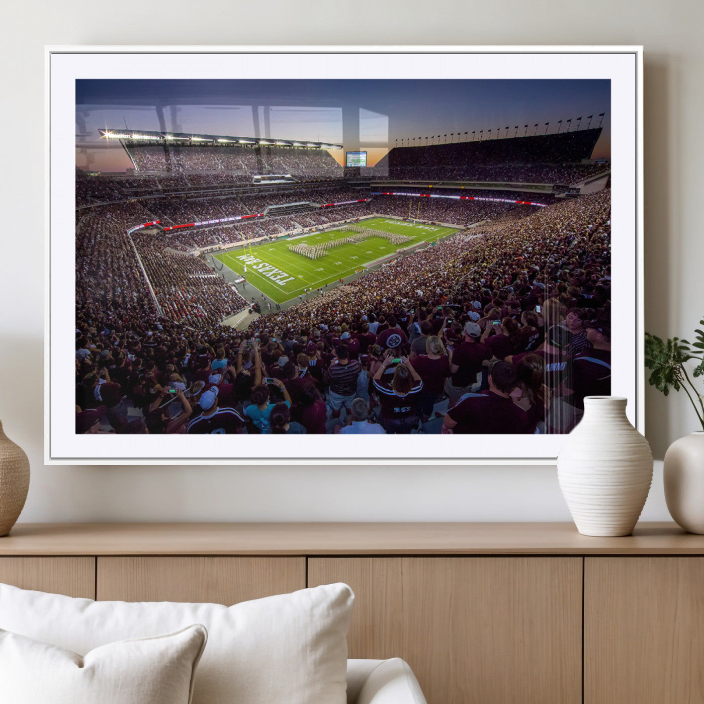 MGC-FP-36x24 - Texas A&M University Aggies Football Team Print - College Station Kyle Field Stadium Wall Art Canvas