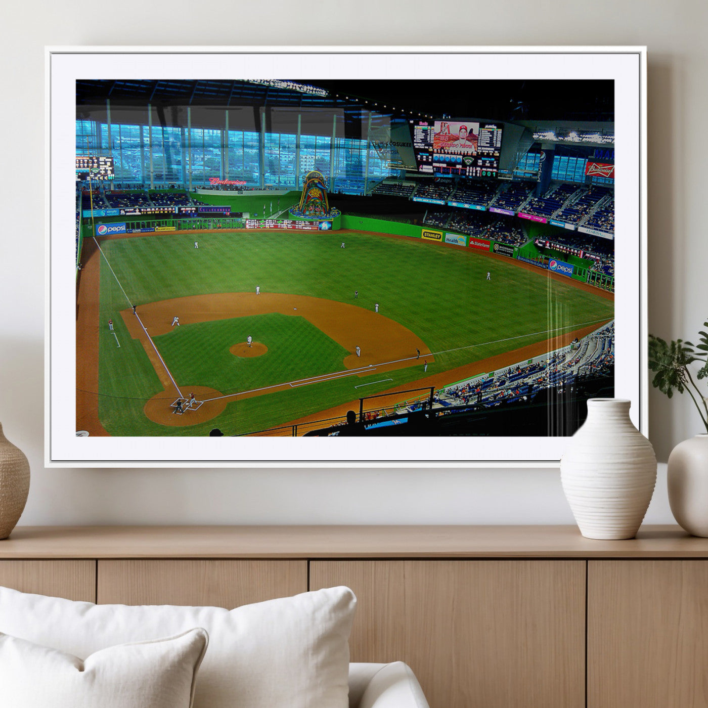 -Miami Marlins Baseball Team Print - Miami LoanDepot Park Stadium Wall Art Canvas Print