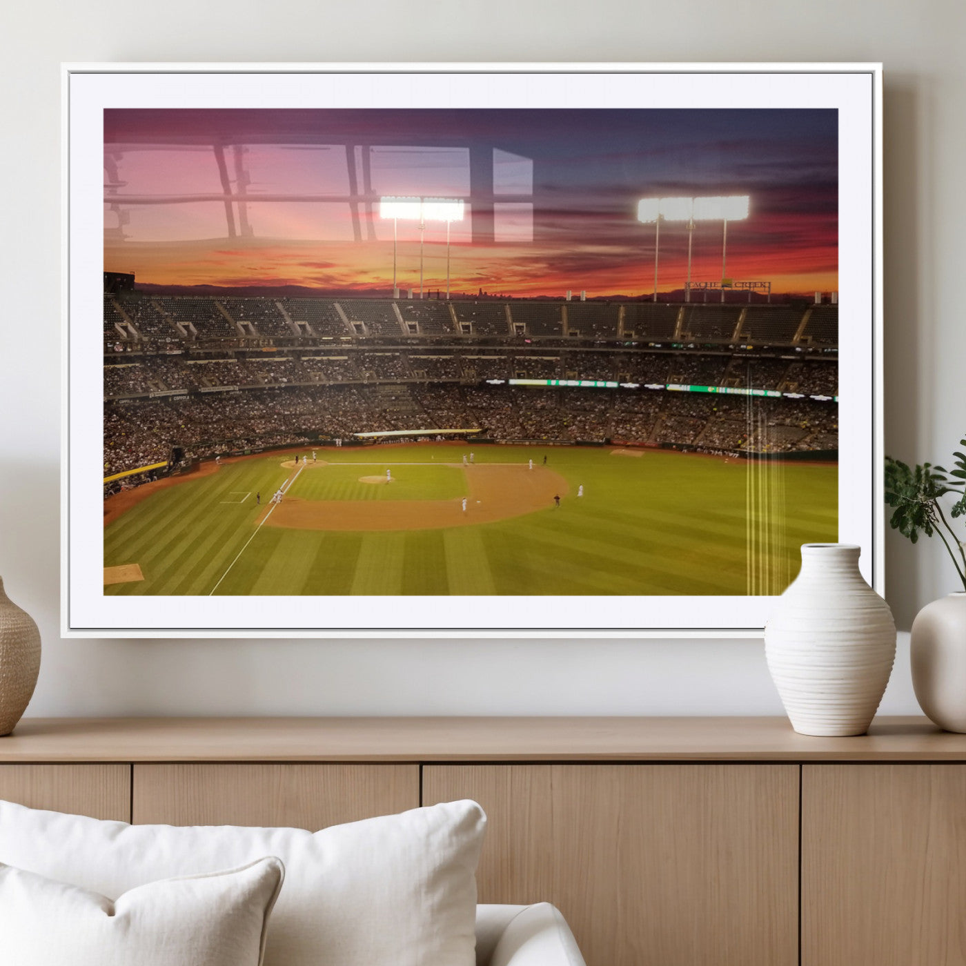 73718-MGC-FP-36x24_White-Oakland Athletics Baseball Team Print - Oakland Coliseum Stadium Wall Art Canvas Print