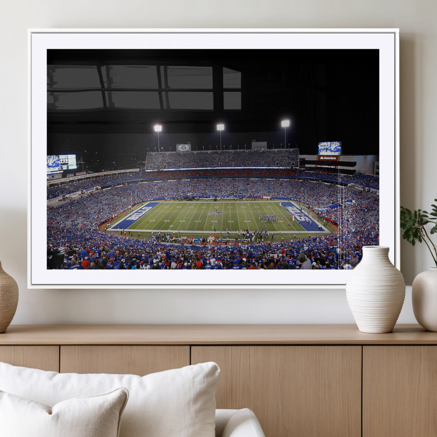 MGC-FP-36x24 - Buffalo Bills Wall Art - Buffalo Bills Stadium Canvas Print, Perfect Sports Decor for Living Rooms,