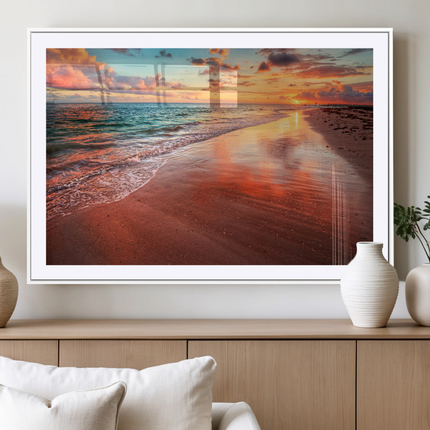 MGC-FP-36x24 - Sunset Beach Wall Art | Ocean Canvas Print | Coastal Wall Art | Tranquil Sunset Canvas Print