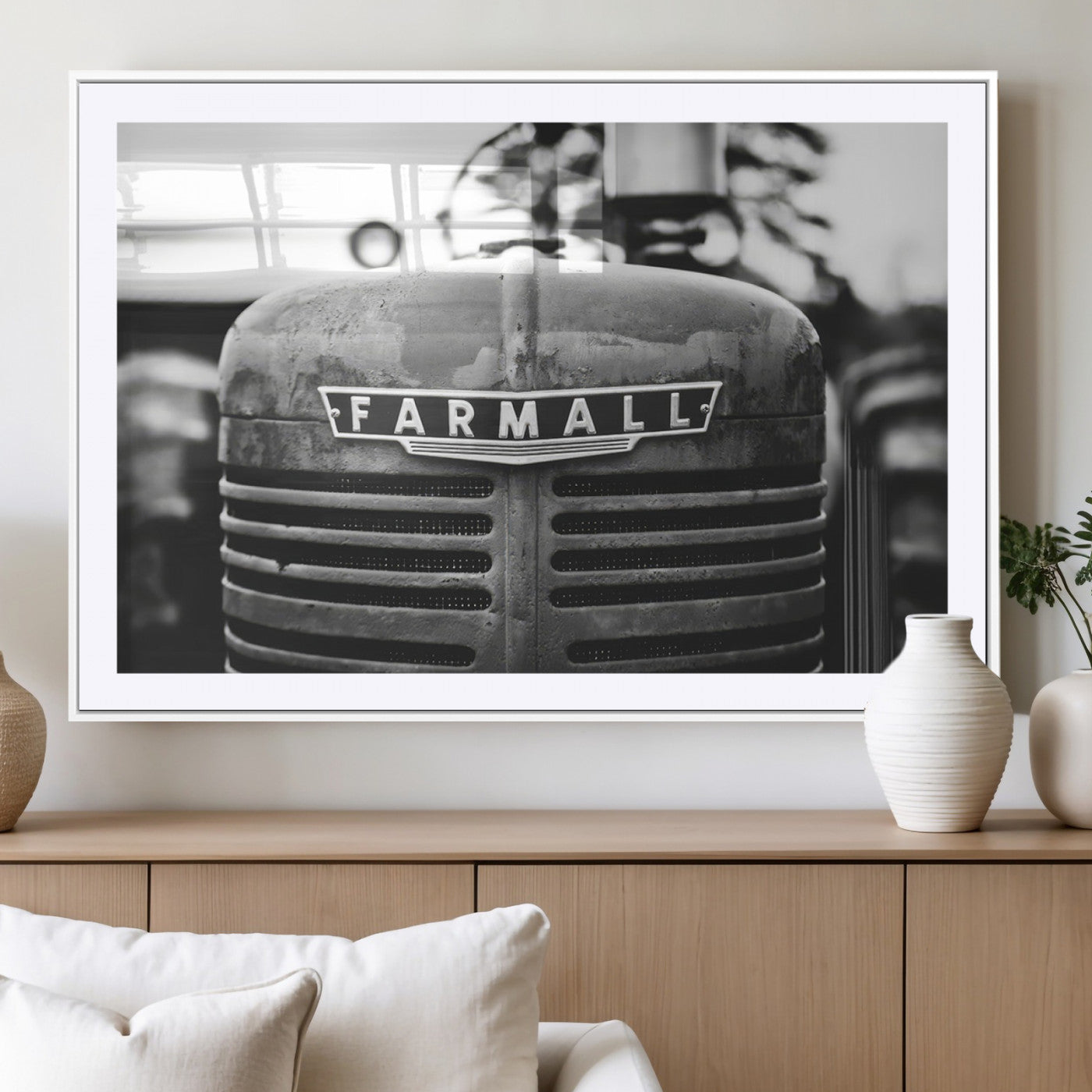 MGC-FP-36x24 - Vintage Farmall Tractor Wall Art Canvas Print, Rustic Farmhouse Decor Ready to Hang