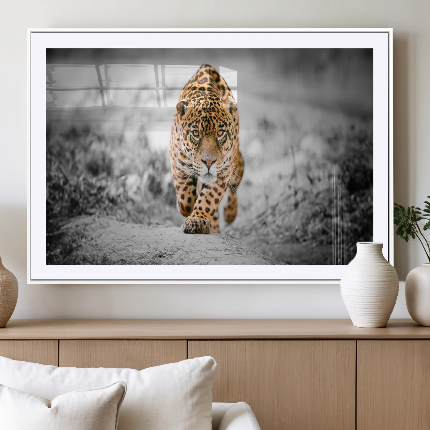 MGC-FP-36x24 - Jaguar Wall Art Canvas Print - Majestic Big Cat in Focused Pursuit - Ready to Hang