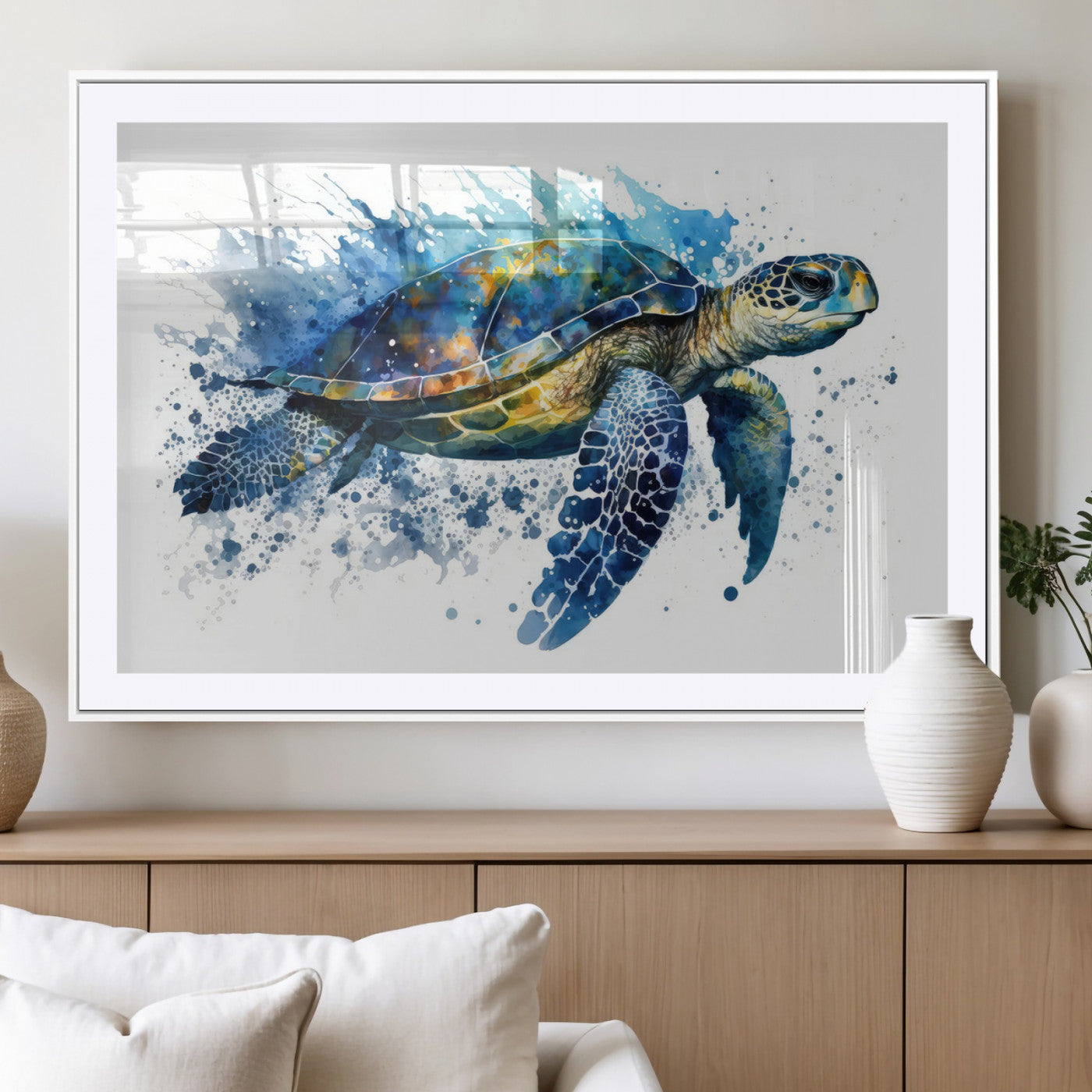 MGC-FP-36x24 - Watercolor Turtle Wall Art Canvas Print for Decoration