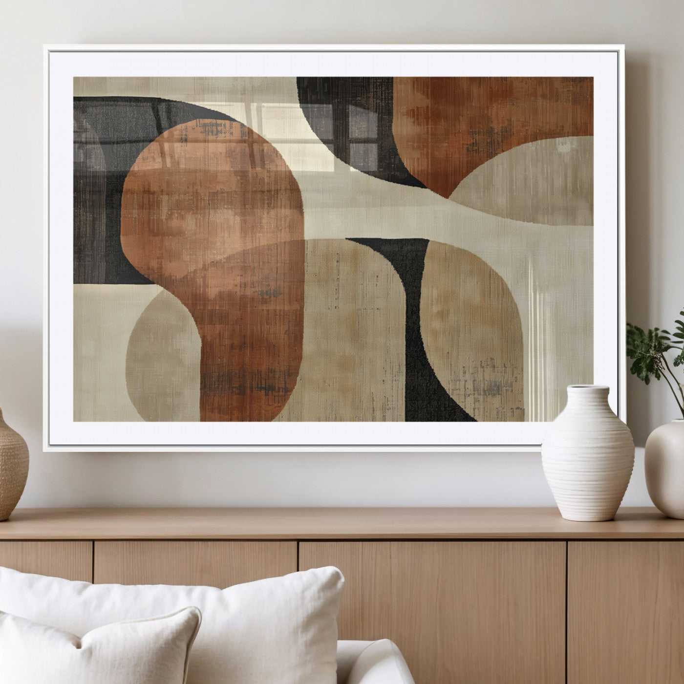 MGC-FP-36x24 - Wabi Sabi Abstract Wall Art Canvas Print | Large Minimalist Modern Geometric Wall Decor for Living
