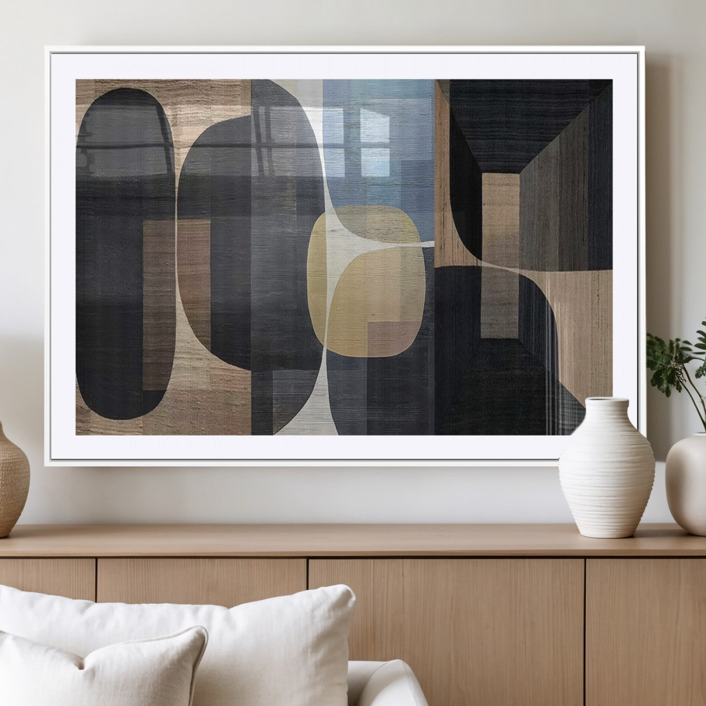 MGC-FP-36x24 - Minimalist Wabi Sabi Abstract Geometric Wall Art Canvas Print – Modern Minimalist Shapes – Ready to