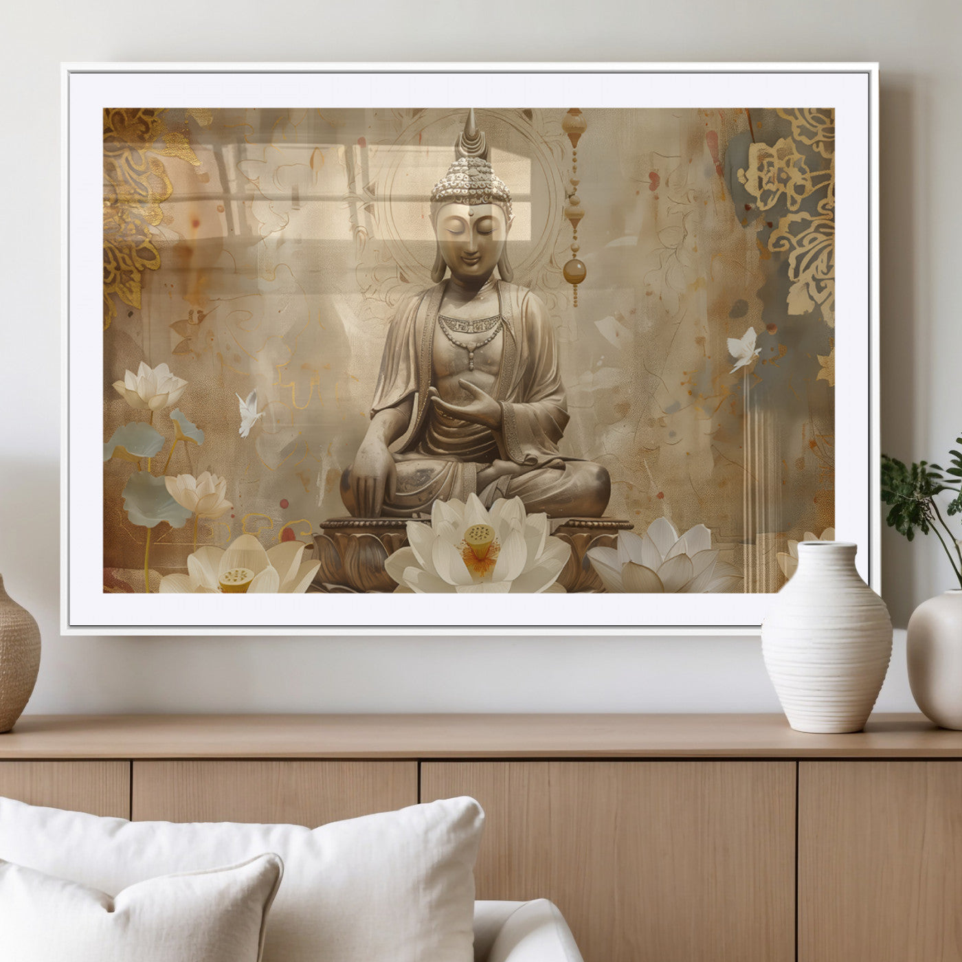 MGC-FP-36x24 - Buddha Wall Art Canvas Print, Buddha Meditation Room Decor, Yoga Room Wall Decor