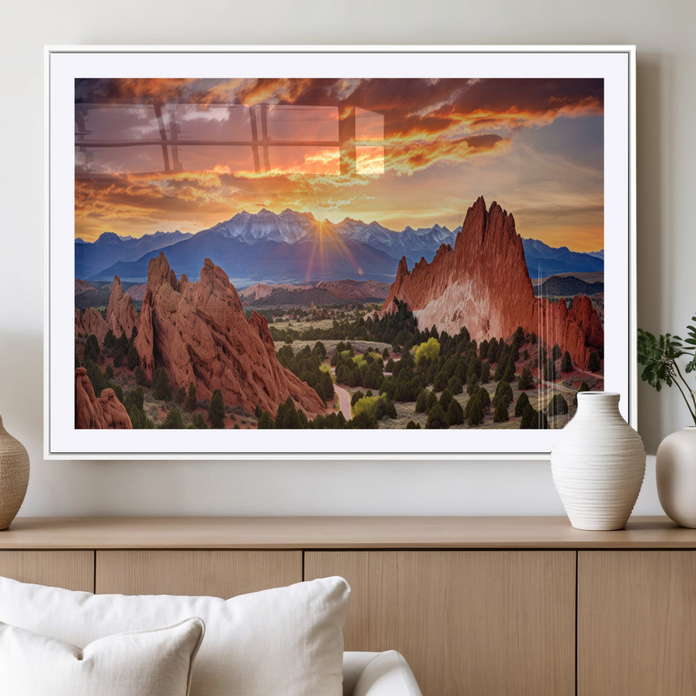 MGC-FP-36x24 - Rocky Mountains Sunset Wall Art Canvas Print – Ready to Hang, Framed Colorado Landscape