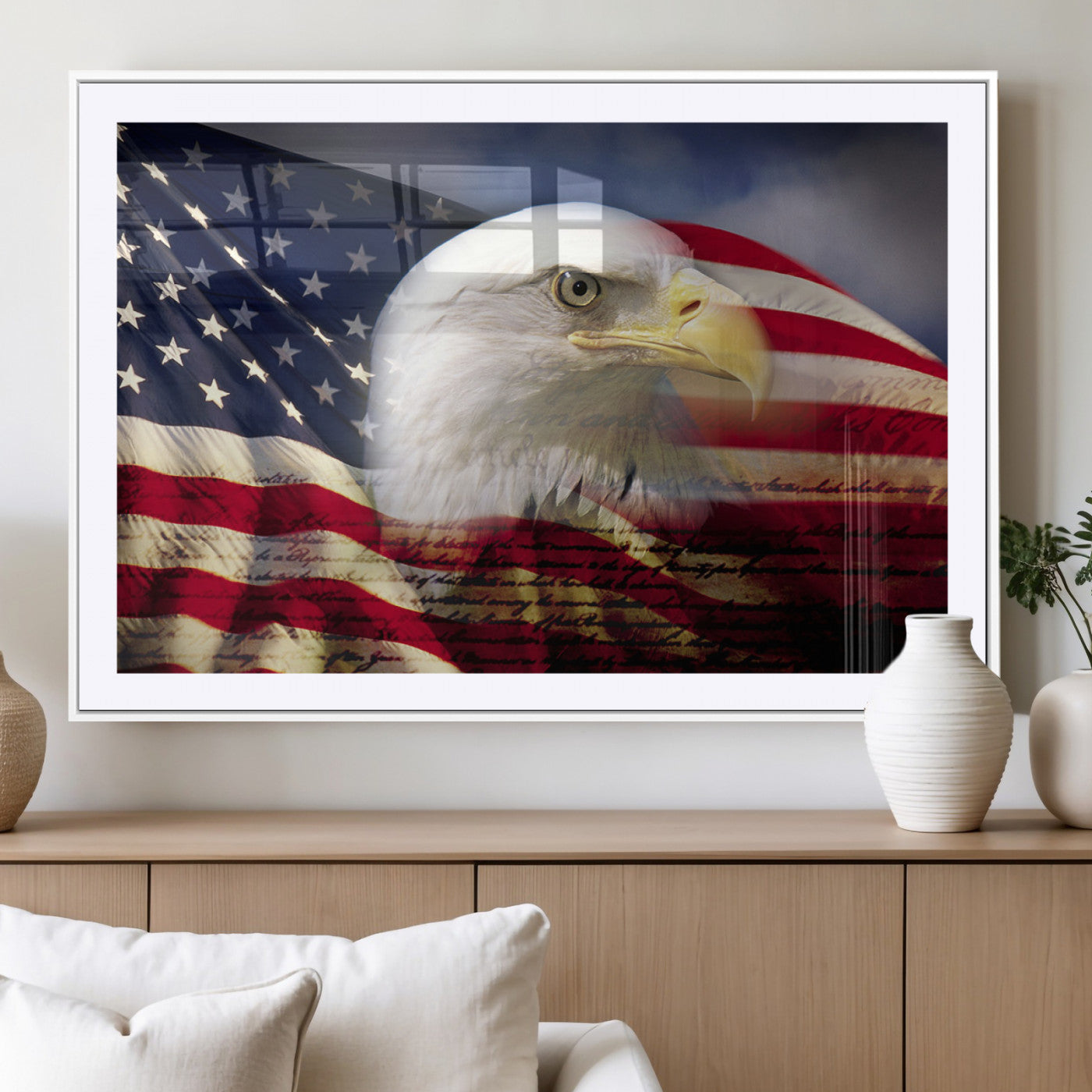 MGC-FP-36x24 - American Flag Eagle Symbol Wall Art, American Flag Eagle Wall Art Canvas Print