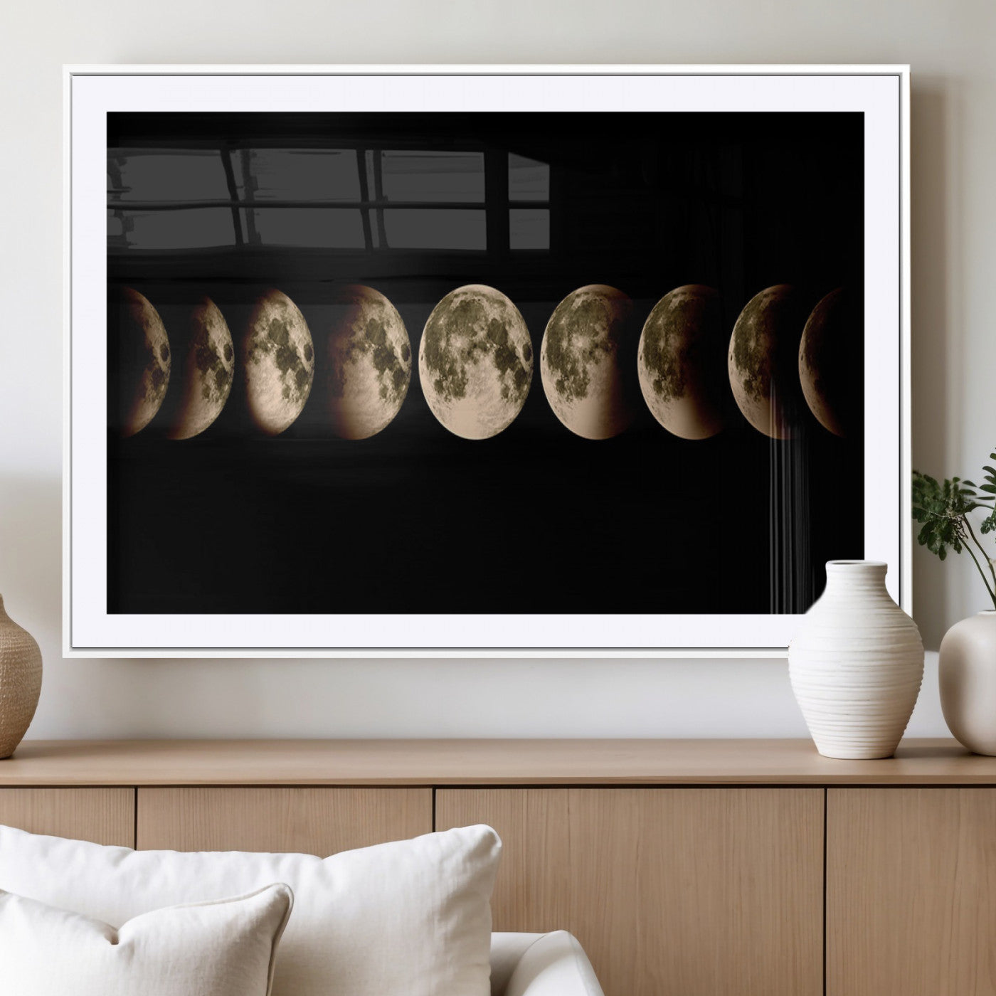 MGC-FP-36x24 - Phases of the Moon Wall Art | Canvas Print for Modern Wall Decor | Ready to Hang and Framed