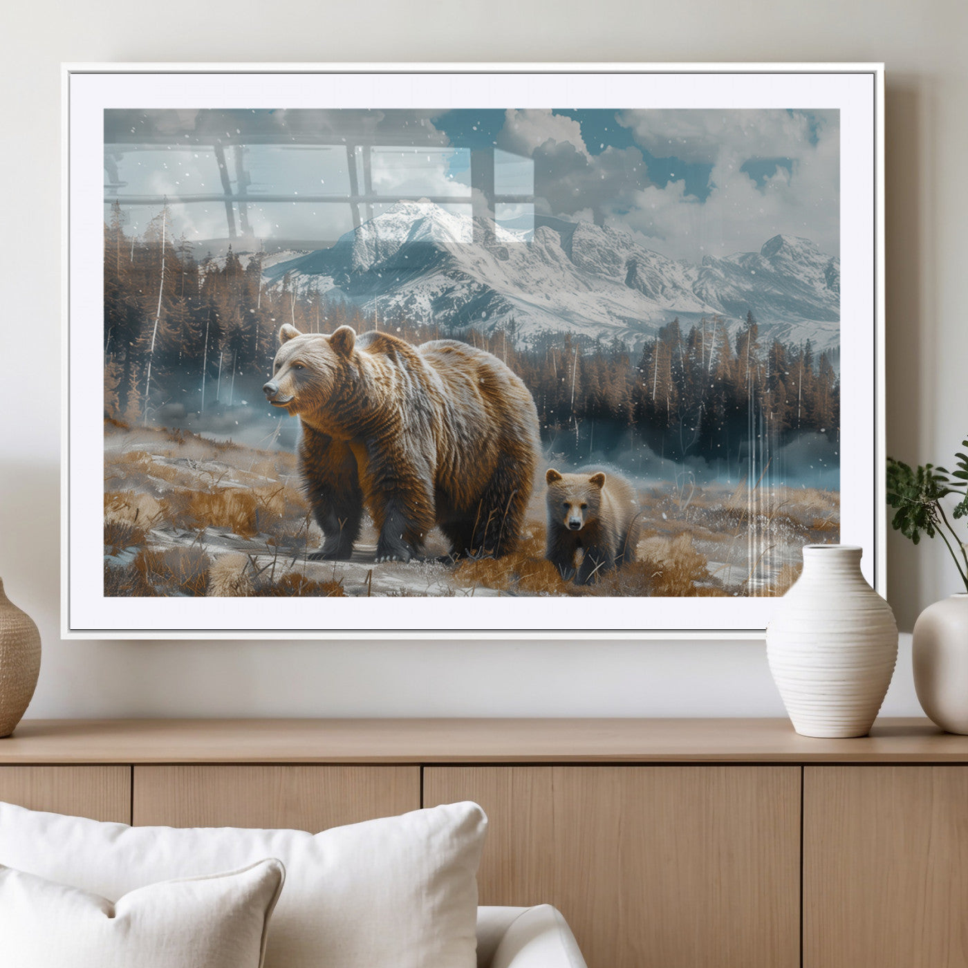 MGC-FP-36x24 - Bear and Baby Bear Wall Art Canvas Print
