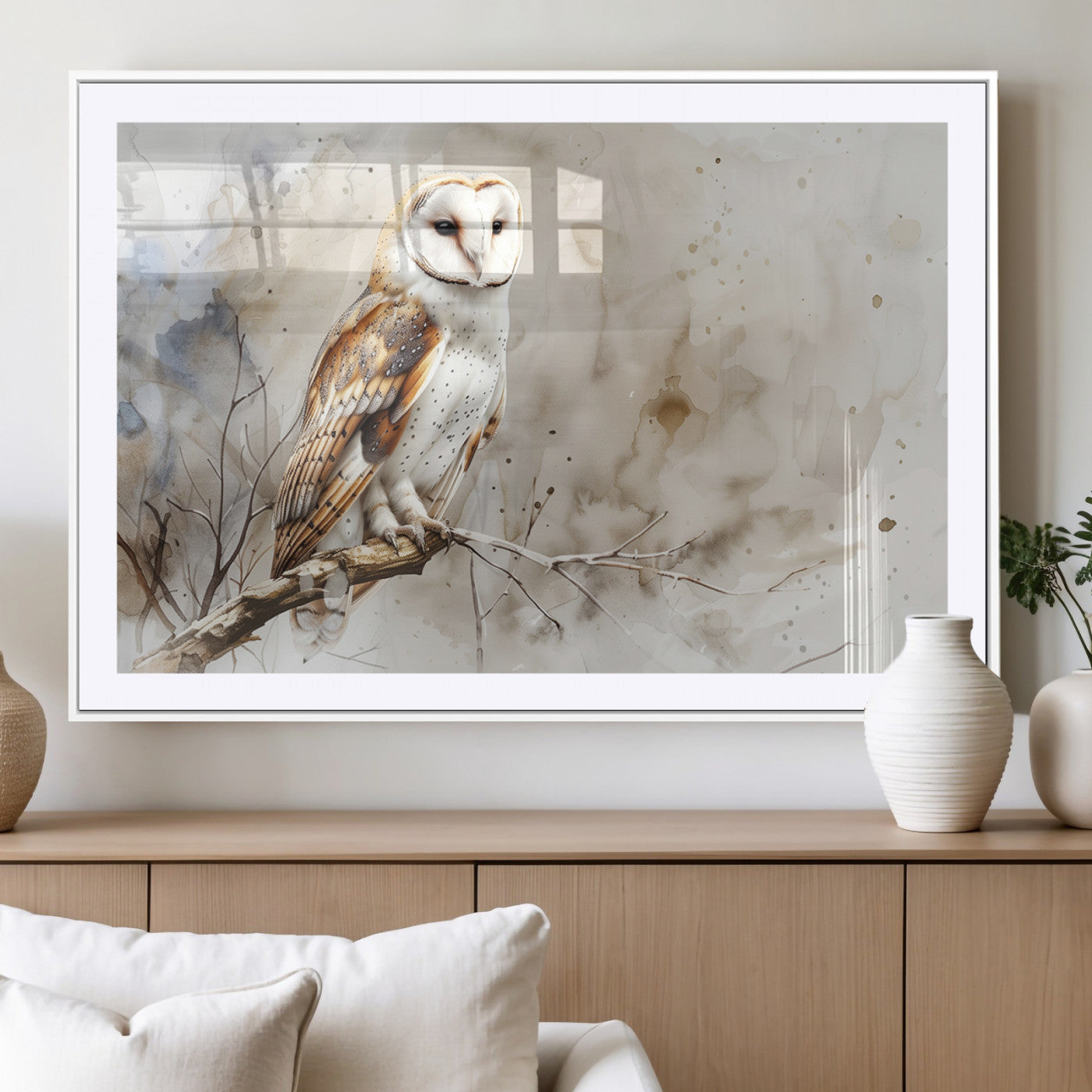MGC-FP-36x24 - Barn Owl Wall Art | Watercolor Canvas Print | Perfect for Farmhouse Wall Decor | Ready to Hang