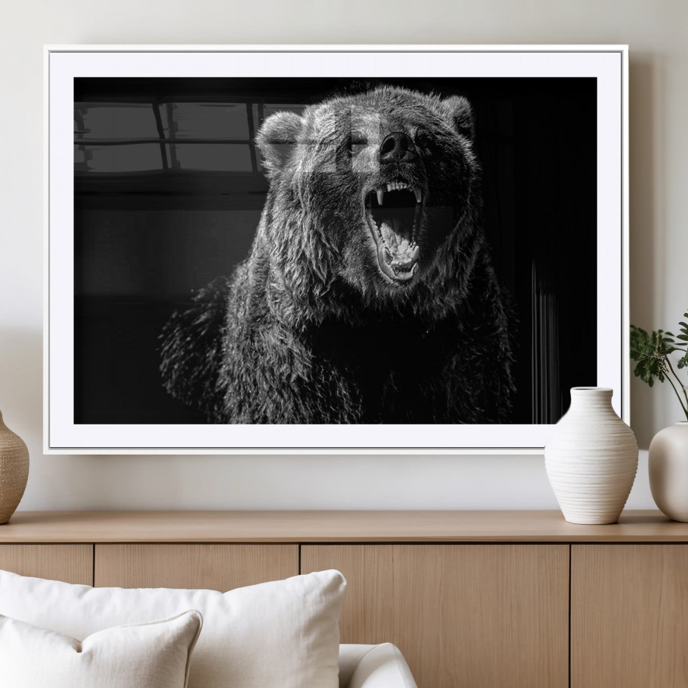 MGC-FP-36x24 - Bear Canvas Print | Wildlife Wall Art for Cabin Decor | Ready to Hang Framed