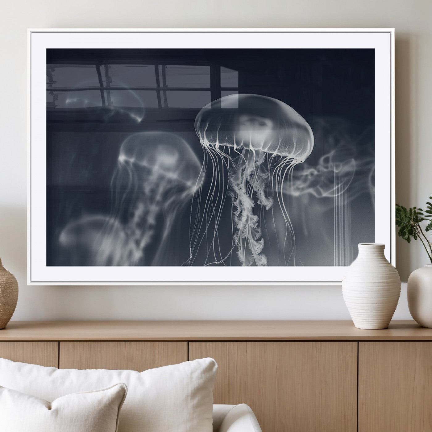 MGC-FP-36x24 - Jellyfish Wall Art Canvas Print, Modern Abstract Jellyfish Wall Decor