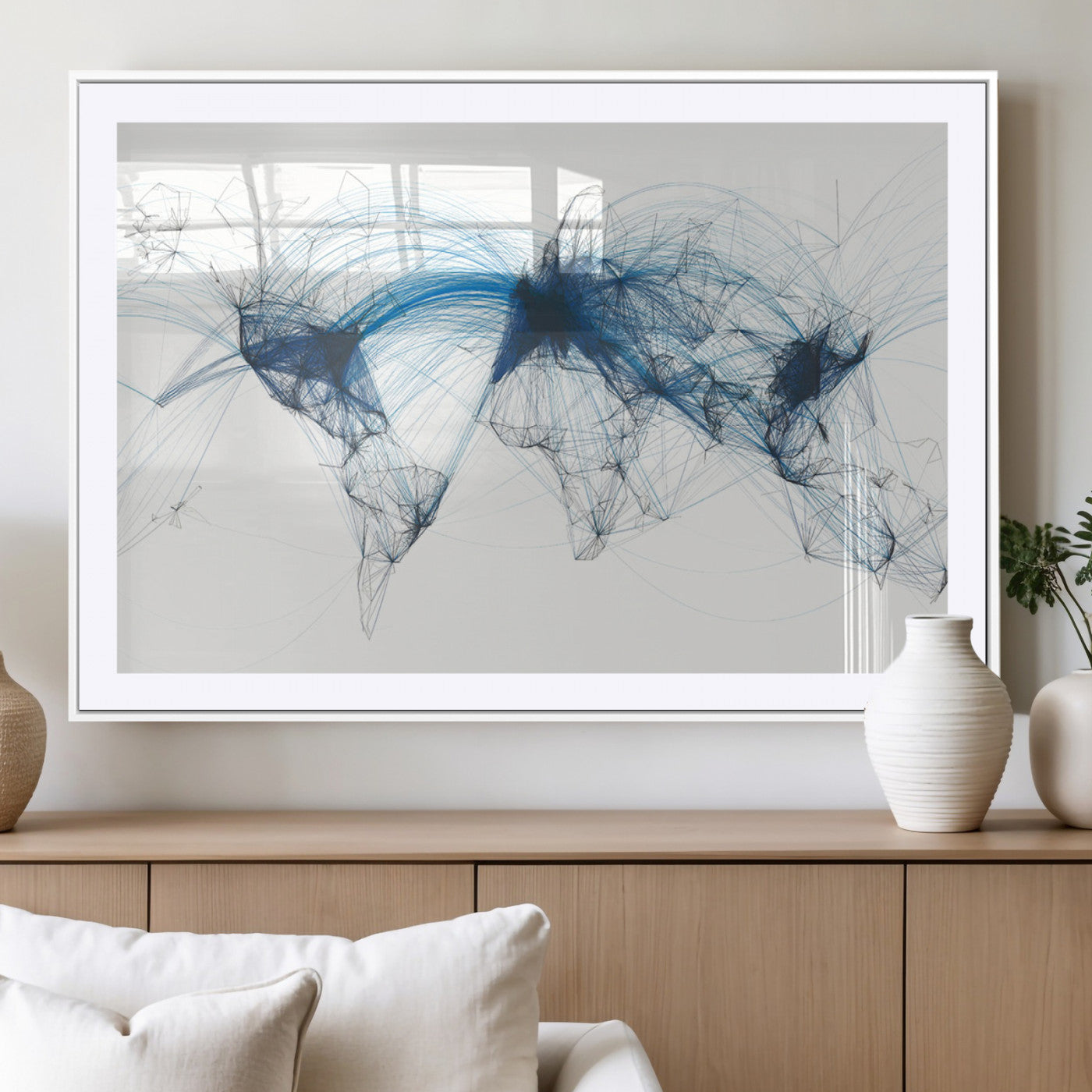 MGC-FP-36x24 - Push Pin World Map Canvas Print – Framed Wall Art for Couples to Track Their Travels – Anniversary