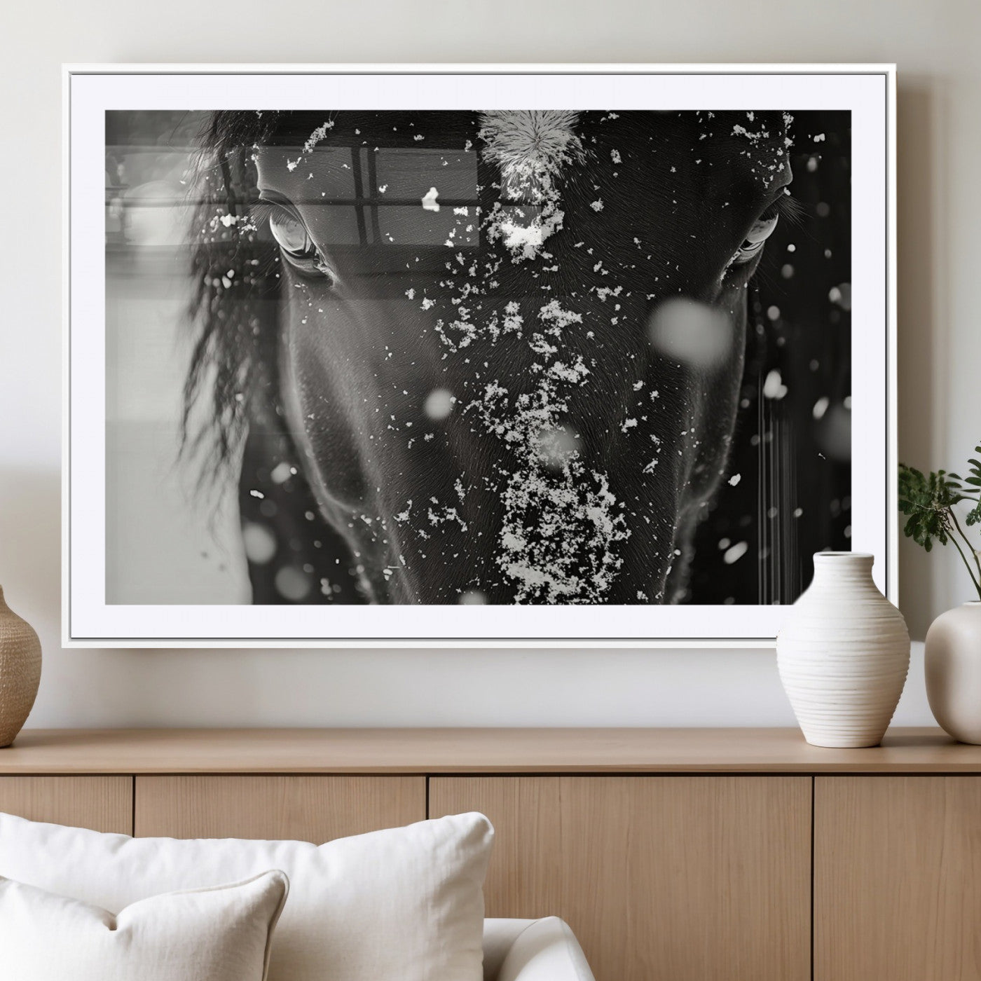 MGC-FP-36x24 - Winter Horse Snow Wall Art Canvas Print