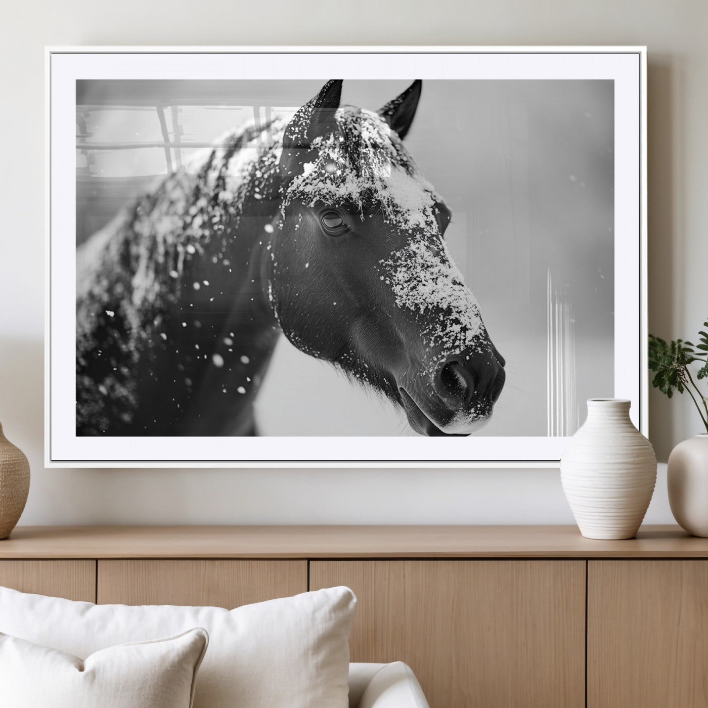 MGC-FP-36x24 - Horse Canvas Print - Winter Horse Snow Wall Art Canvas Print