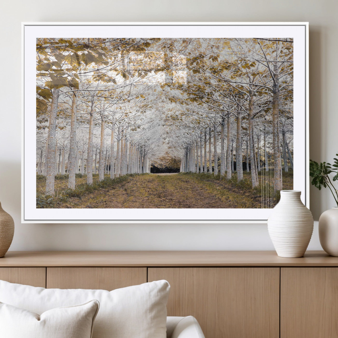 MGC-FP-36x24 - Forest Grove Wall Art | Serene Pathway Canvas Print | Ready to Hang and Framed Nature Wall Decor for