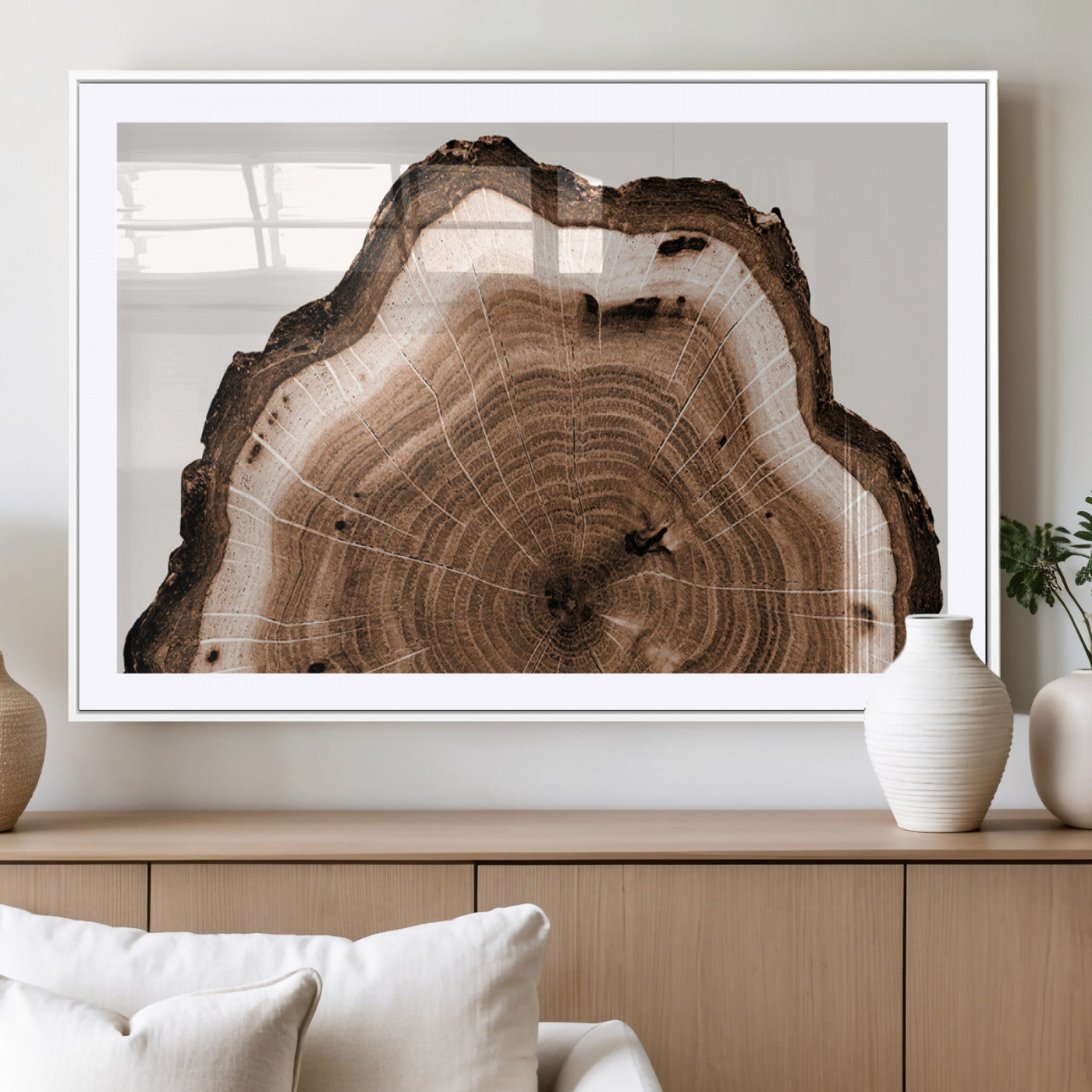 45195-MGV-CV-36X24-Rustic Wood Rings Wall Art | Nature-Inspired Tree Ring Canvas Print | Ready to Hang and Framed for