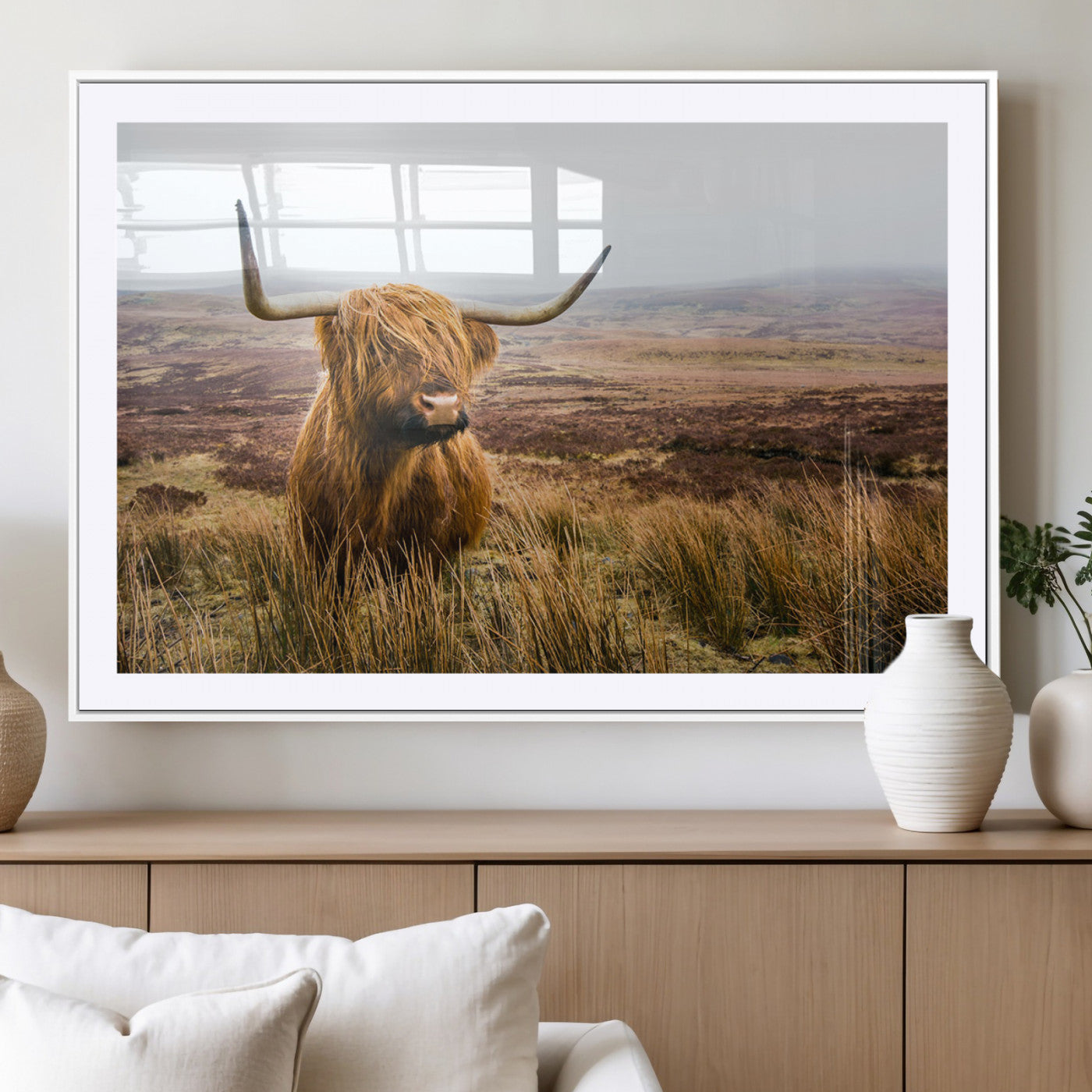 97274-MGV-CV-36X24-Scottish Highland Cow Canvas Wall Art – Rustic Farmhouse Charm with Highland Cattle – Ready to Hang