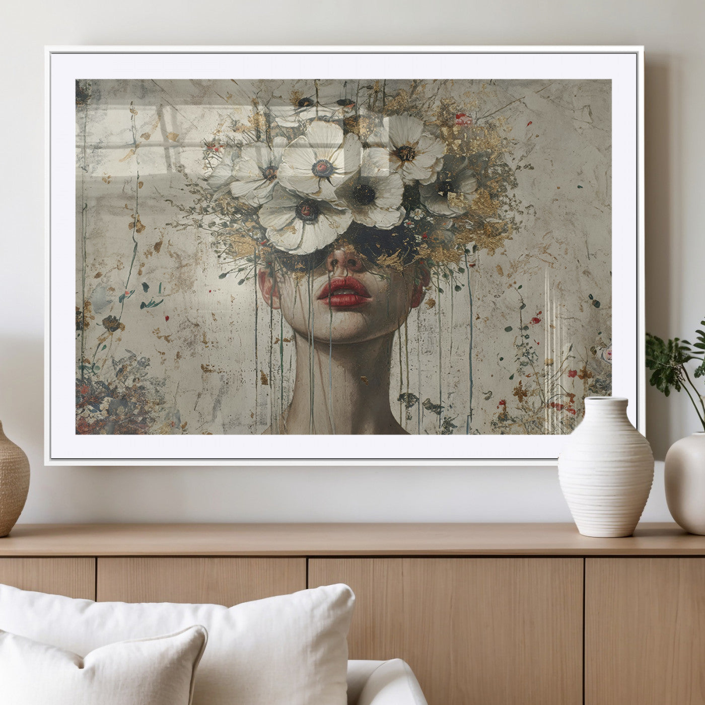 MGC-FP-36x24 - Abstract Floral Women Patel Wall Art Canvas Print