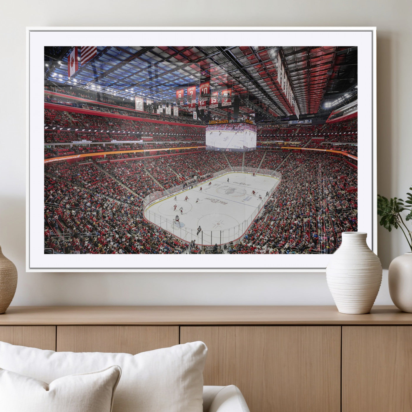 MGC-FP-36x24 - Barton Malow Little Caesars Arena Detroit Wall Art Canvas Print - Detroit Hockey and Basketball
