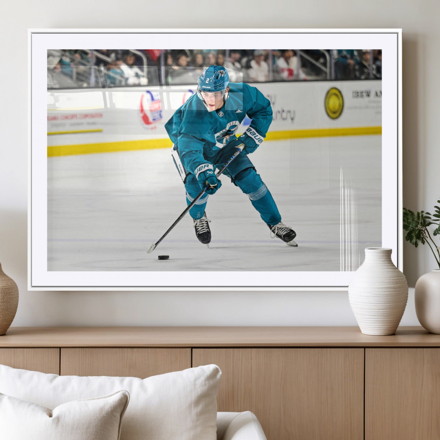 MGC-FP-36x24 - San Jose Sharks Ice Hockey Player Wall Art Canvas Print