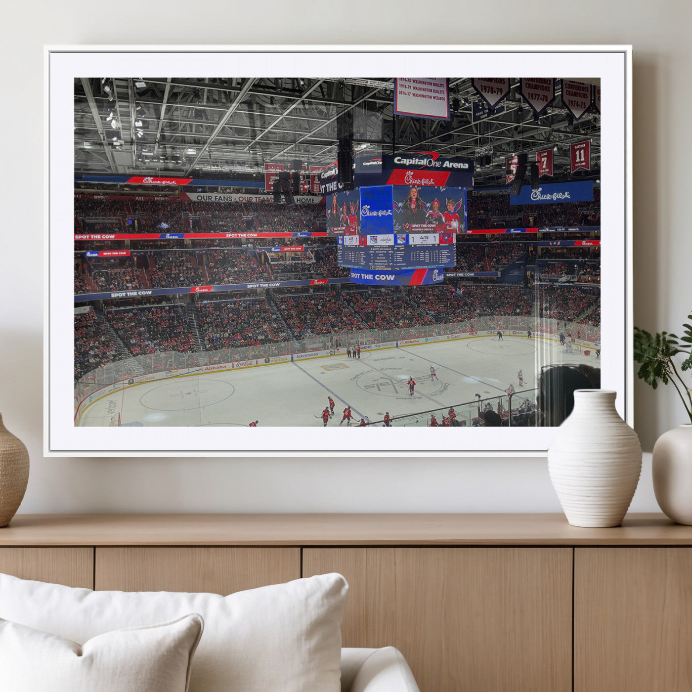 MGC-FP-36x24 - Washington Capitols New York Rangers Ice Hockey Game Stadium Wall Art Canvas Print