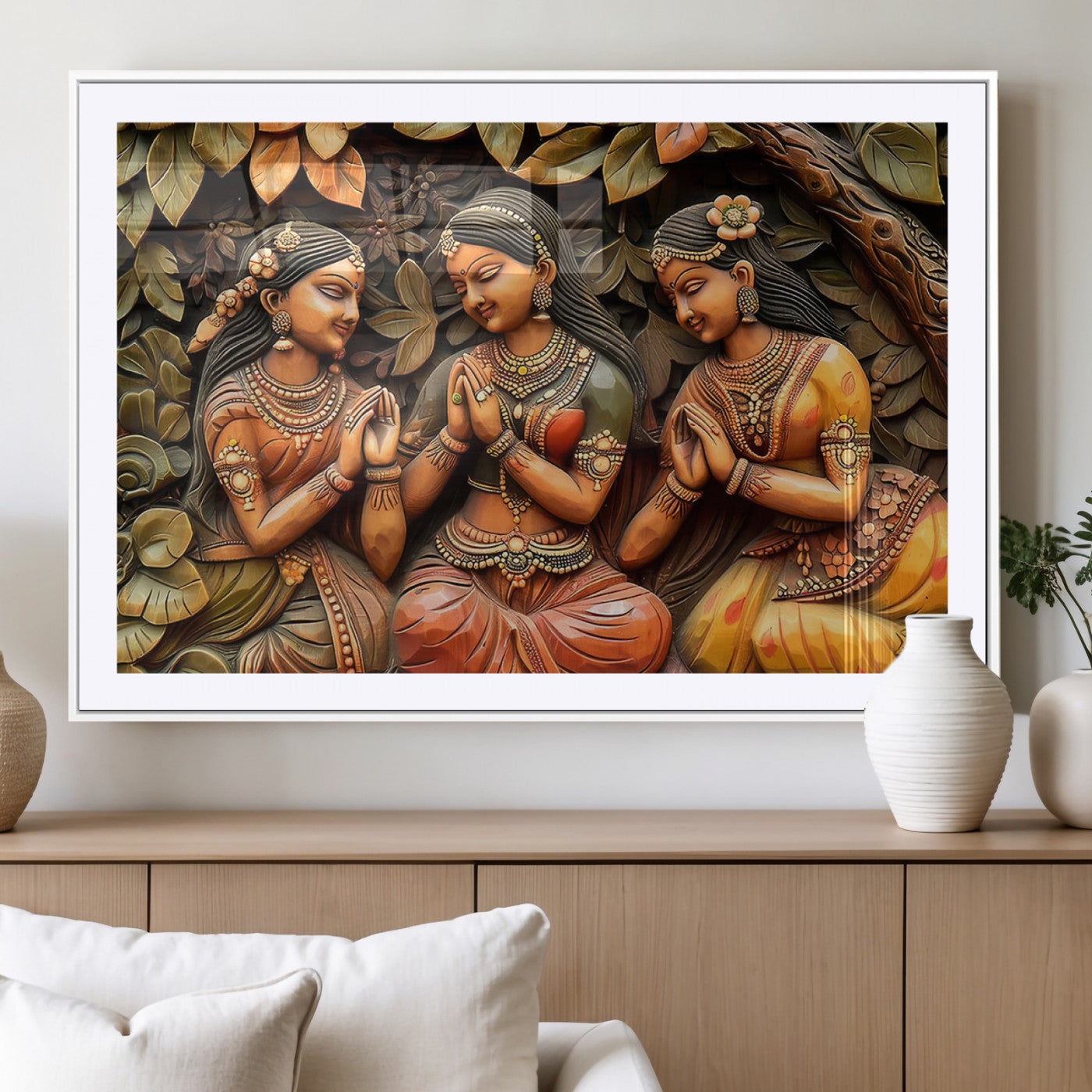 MGC-FP-36x24 - Indian Woman Statue Wall Art Canvas Print