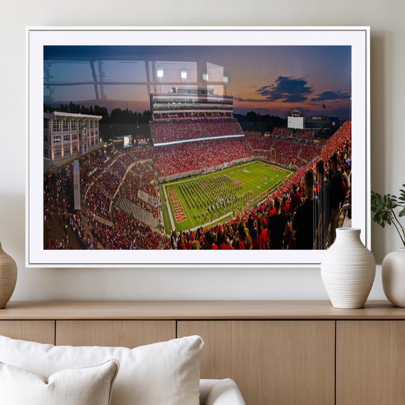 MGC-FP-36x24 - NC State Wolfpack Football Team Print - Raleigh Carter-Finley Stadium Wall Art Canvas Print