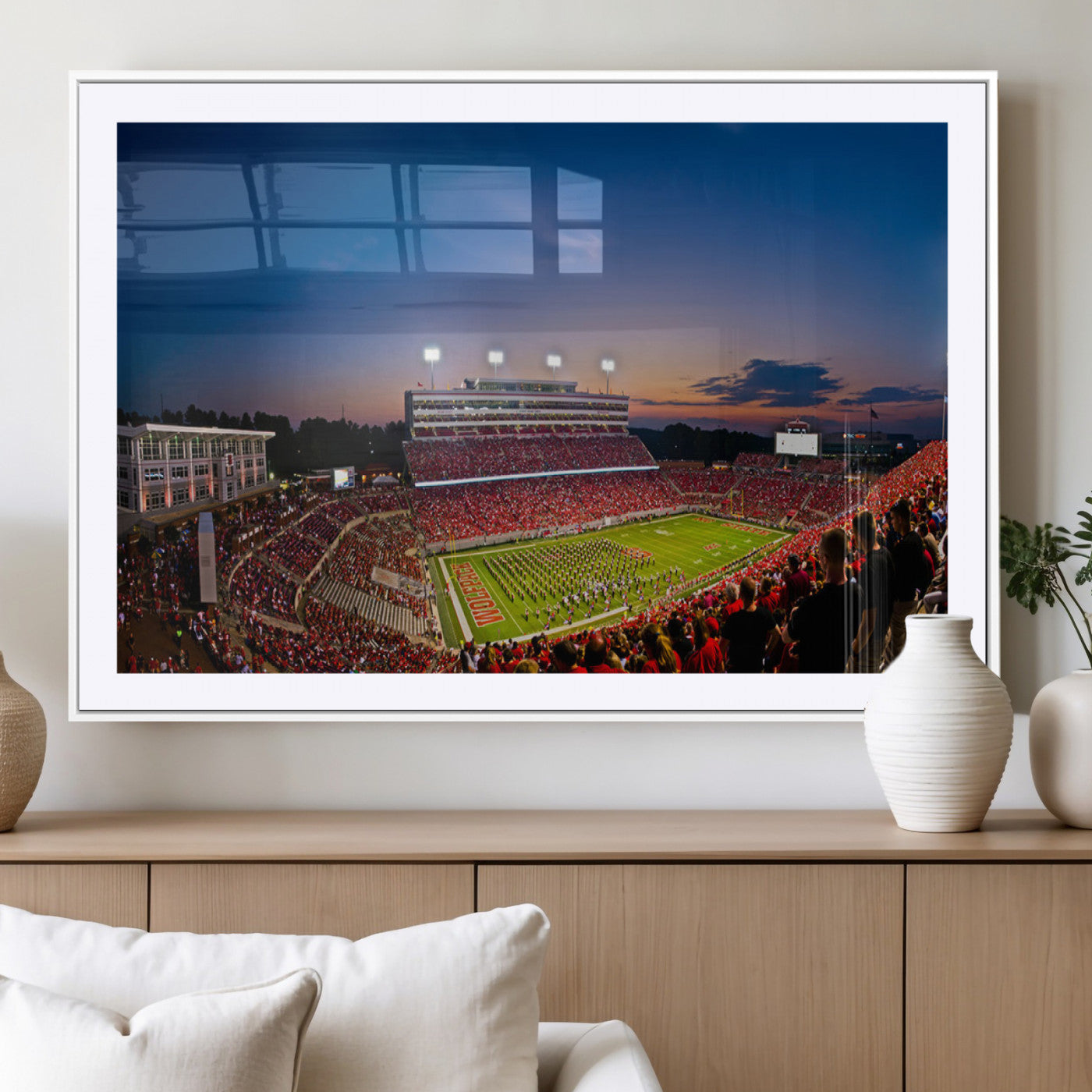 MGC-FP-36x24 - NC State Wolfpack Football Team Print - Raleigh Carter-Finley Stadium Wall Art Canvas Print