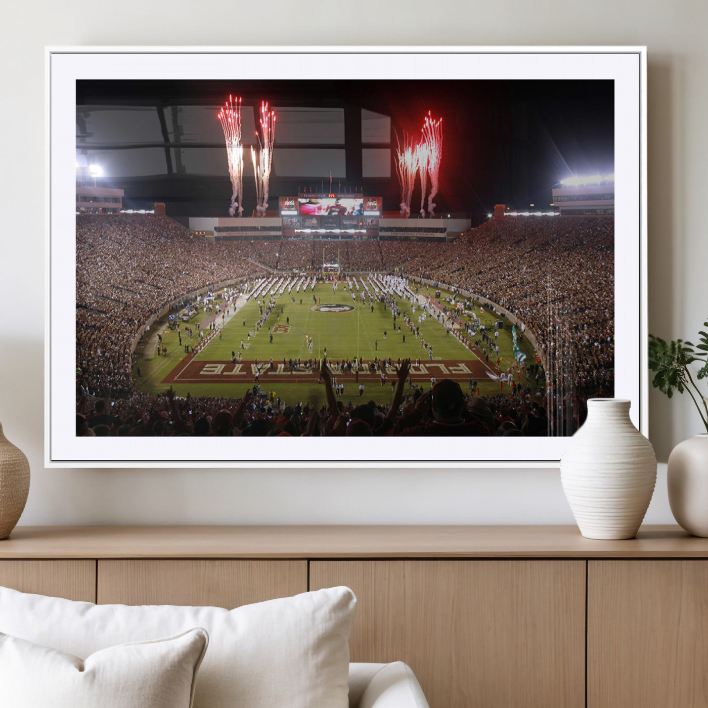 MGC-FP-36x24 - Framed Florida State Seminoles Football Team Print - Tallahassee Doak Campbell Stadium Wall Art