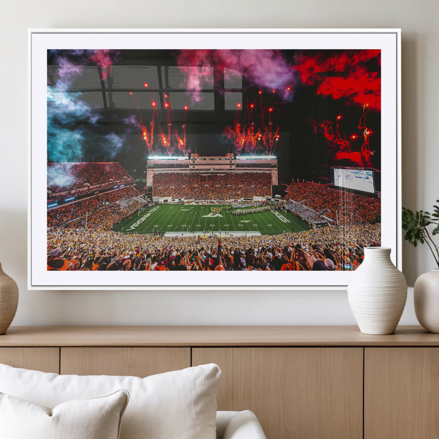MGC-FP-36x24 - Virginia Tech Hokies Football Team Print - Blacksburg Lane Stadium Wall Art Canvas Print