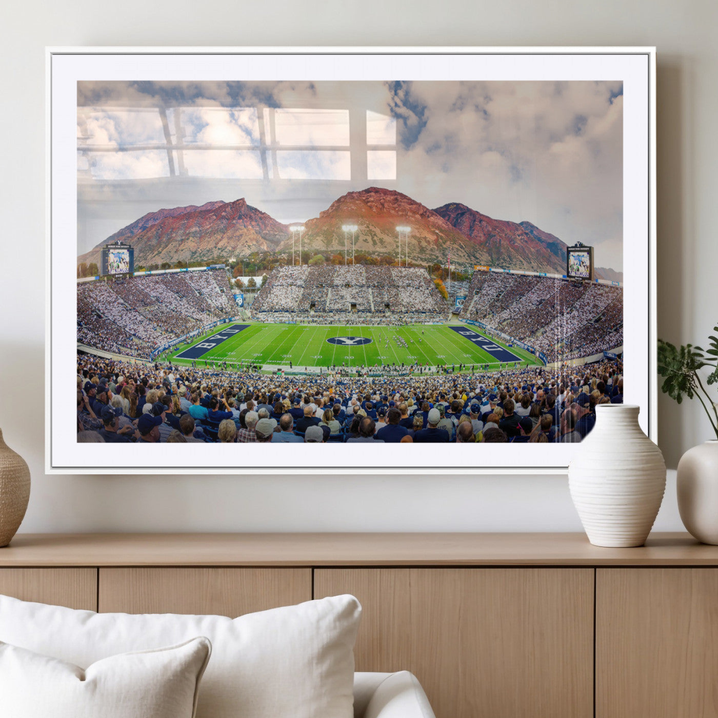 MGC-FP-36x24 - Brigham Young University Cougars Football Team Print - Provo LaVell Edwards Stadium Wall Art Canvas