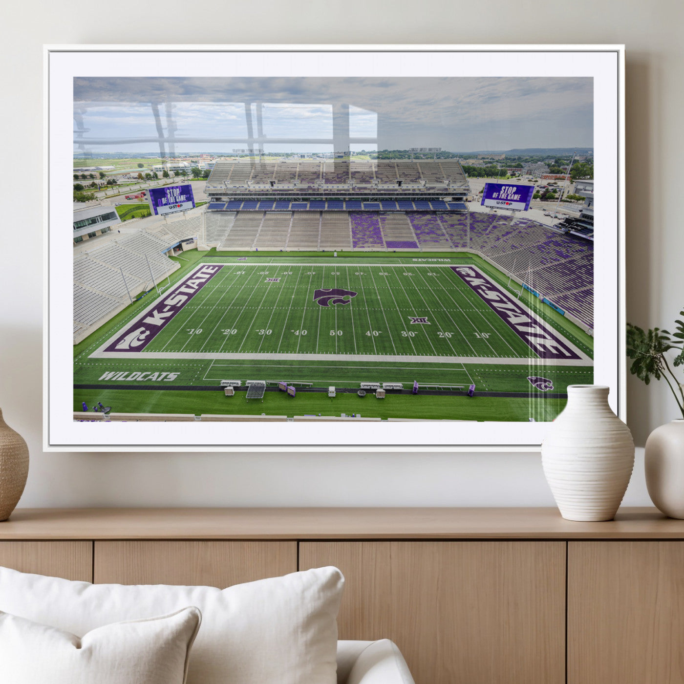 MGC-FP-36x24 - KState Wildcats Football Team Print - Manhattan Bill Snyder Family Football Stadium Wall Art Canvas