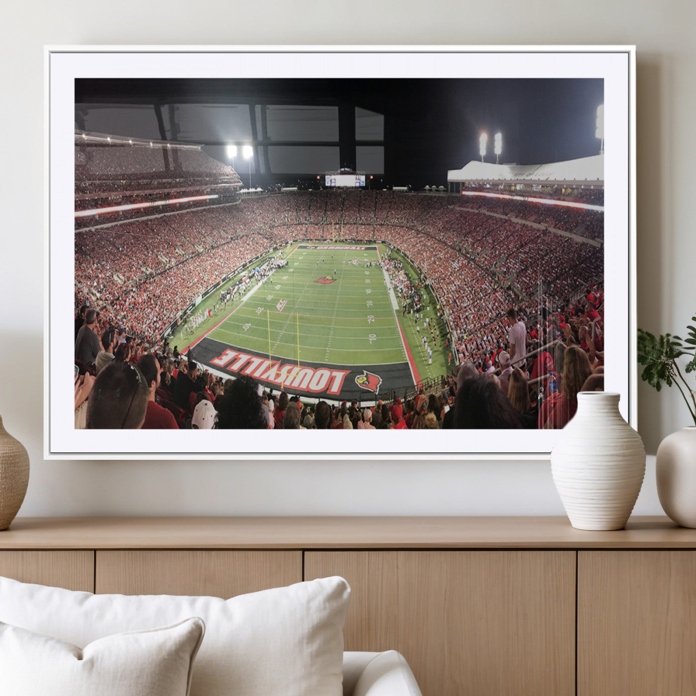 MGC-FP-36x24 - University of Louisville Cardinals Football Team Print - Louisville Cardinal Stadium Wall Art Canvas
