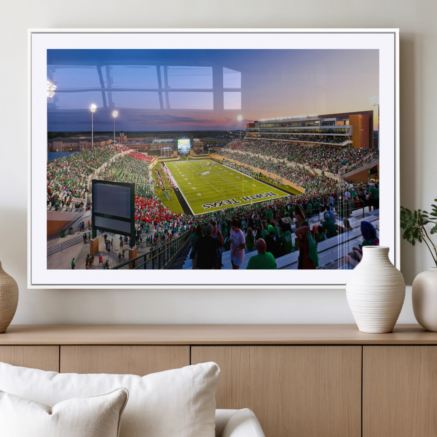 MGC-FP-36x24 - University of North Texas Mean Green Football Team Print - Denton DATCU Stadium Wall Art Canvas