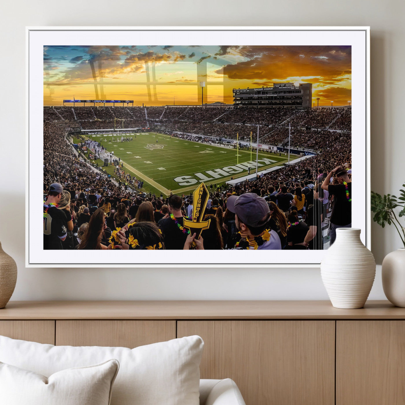 MGC-FP-36x24 - UCF Knights Football Team Print - Orlando FBC Mortgage Stadium, UCF Knights Wall Art Canvas Print