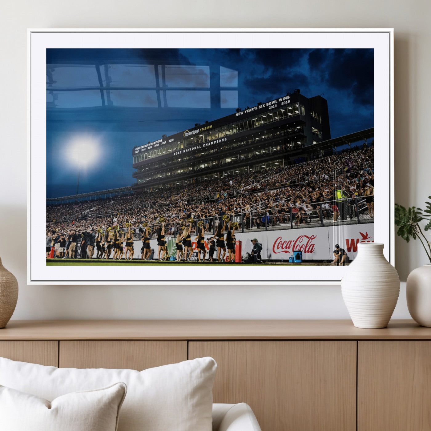 MGC-FP-36x24 - UCF Knights Football Team Print - Orlando FBC Mortgage Stadium Wall Art Canvas Print