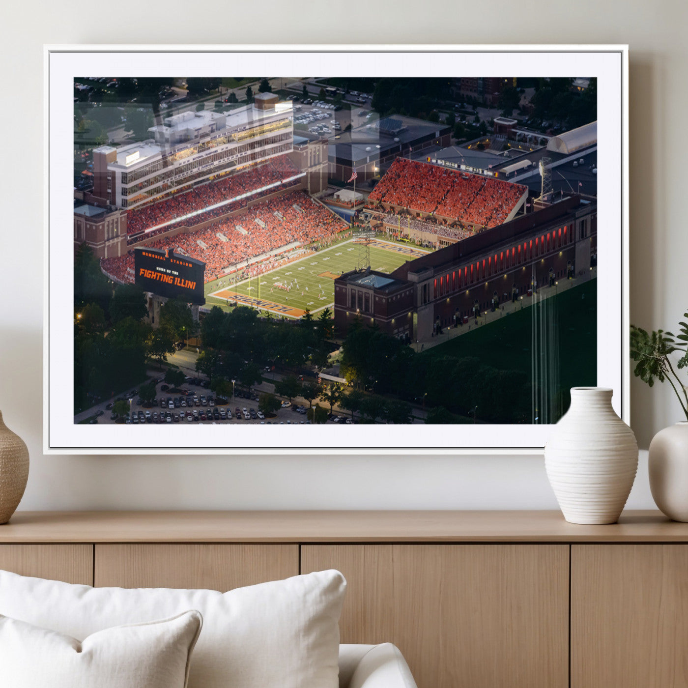 MGC-FP-36x24 - University of Illinois Fighting Illini Football Team Print - Champaign Illinois Memorial Stadium
