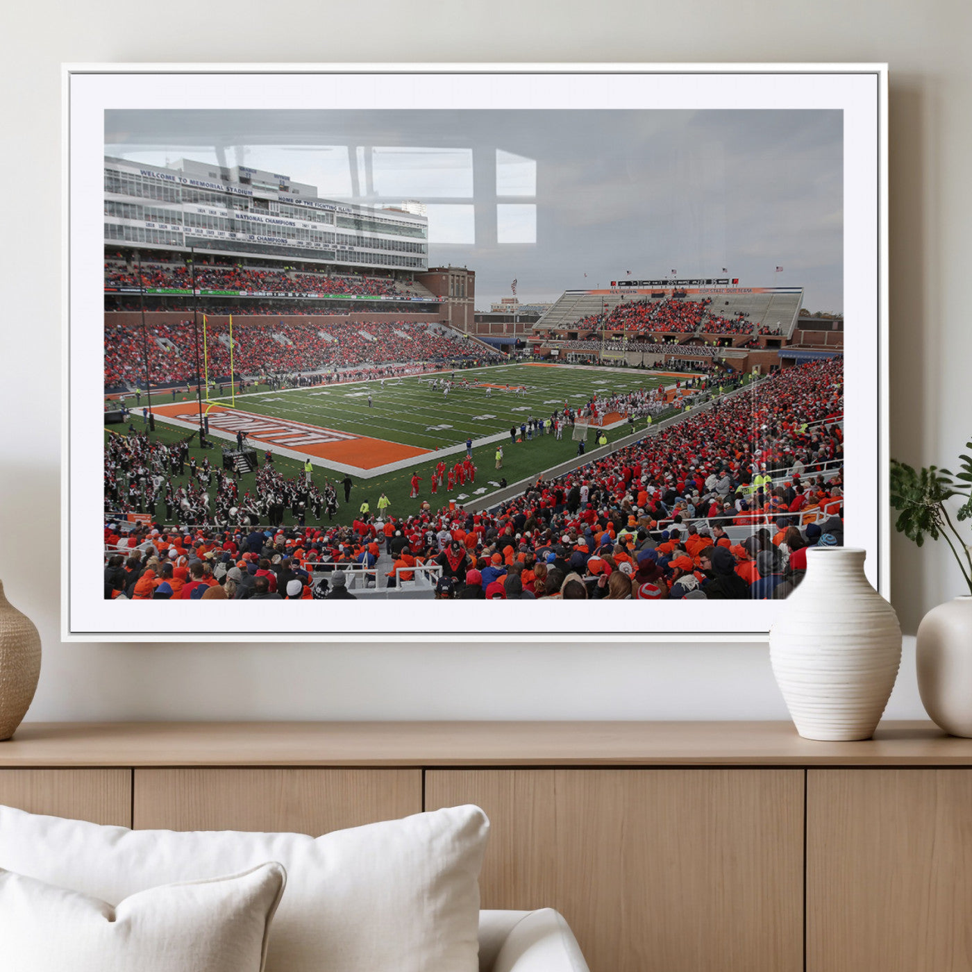 MGC-FP-36x24 - University of Illinois Fighting Illini Football Team Print - Champaign Illinois Memorial Stadium