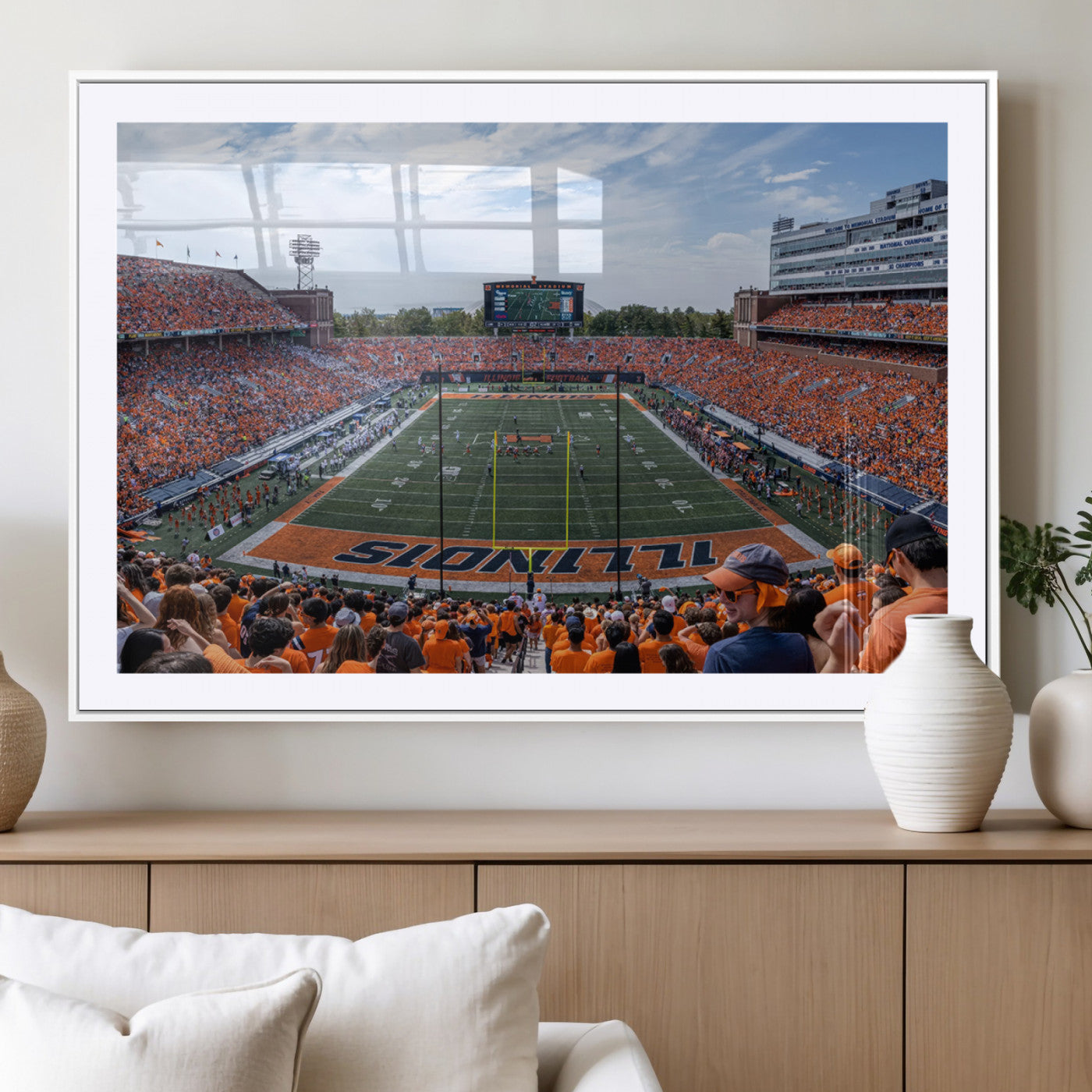 MGC-FP-36x24 - University of Illinois Fighting Illini Football Team Print Canvas - Champaign Illinois Memorial