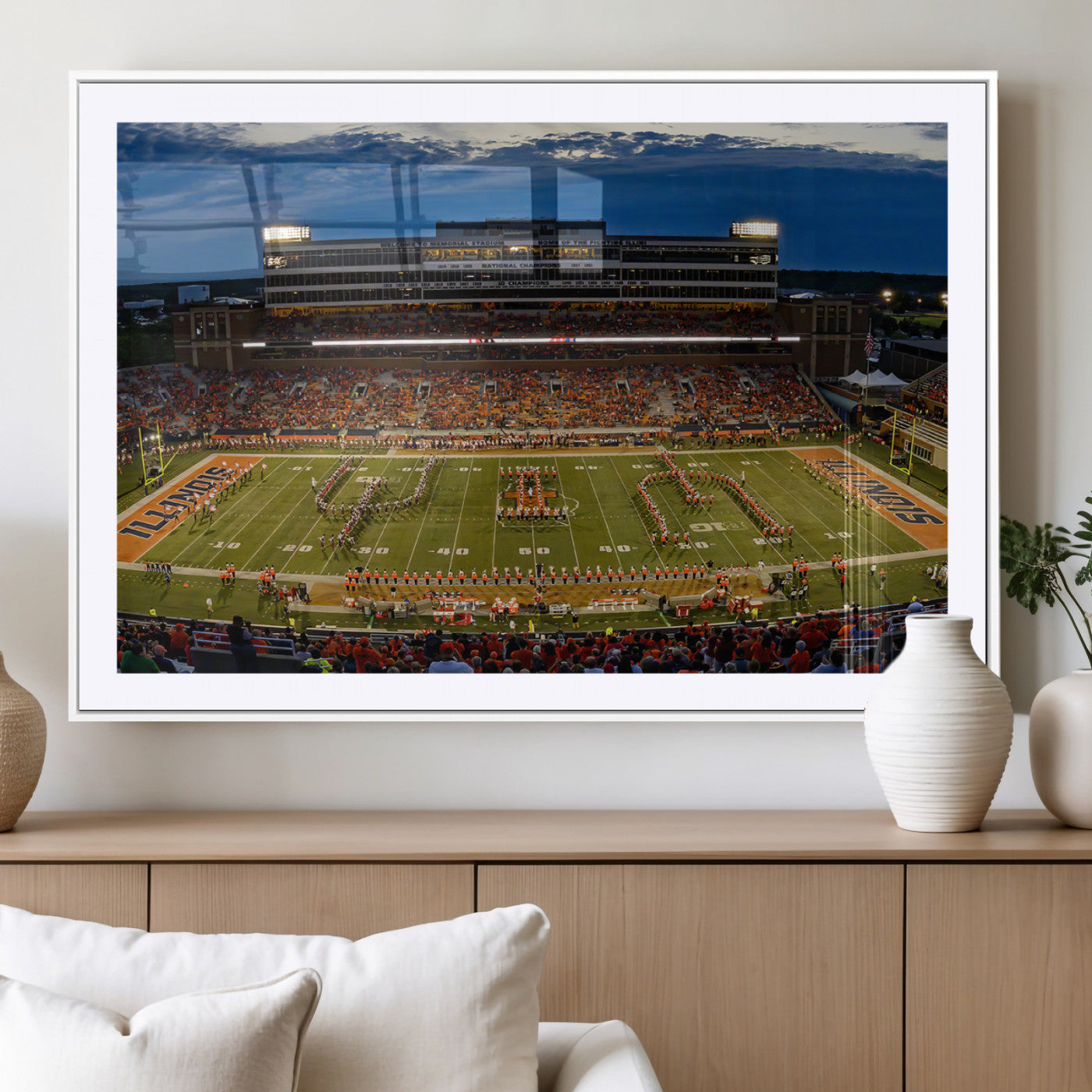 MGC-FP-36x24 - University of Illinois Fighting Illini Football Team Print - Champaign Illinois Memorial Stadium