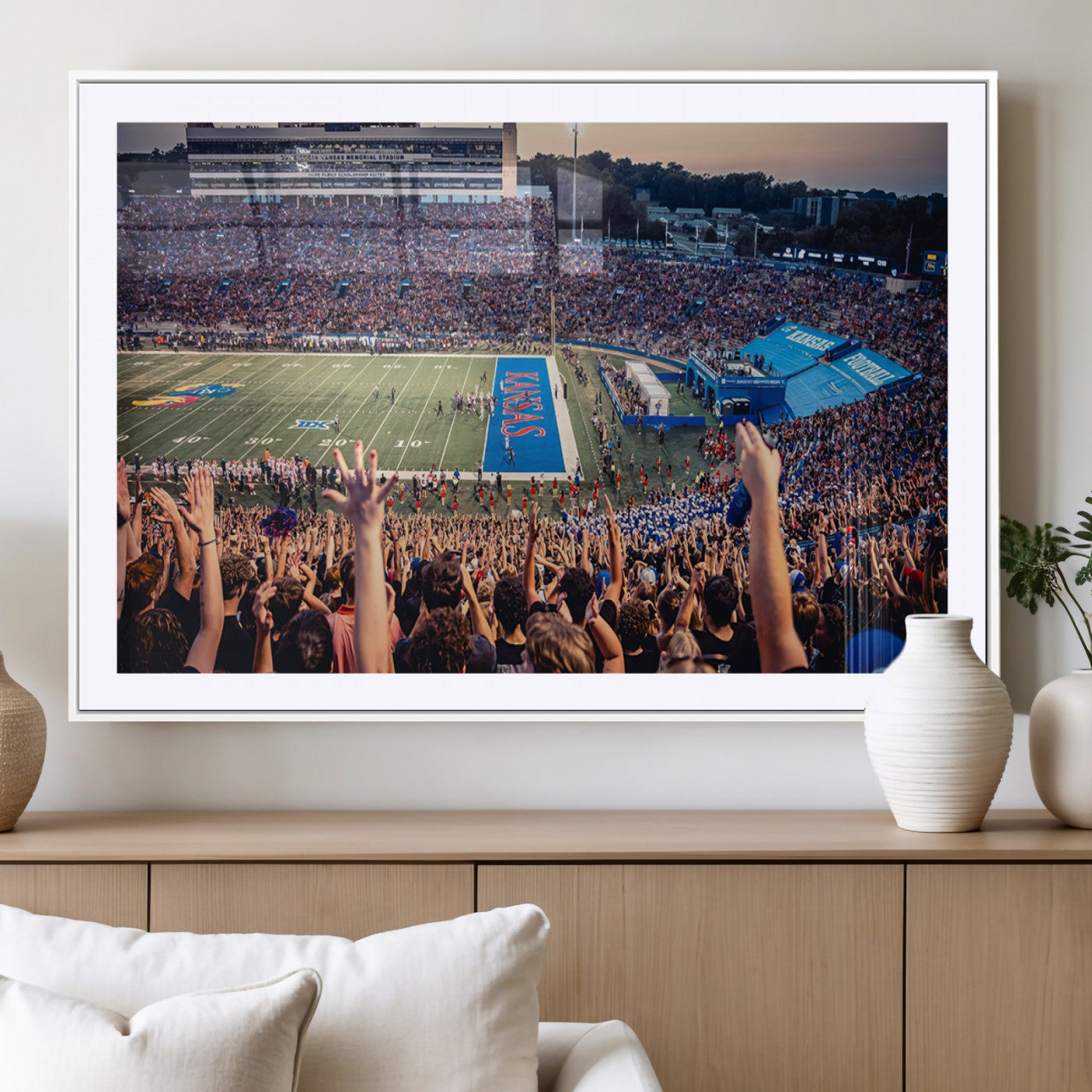 -University of Kansas Jayhawks Football Team Art Print - Lawrence Kansas Memorial Stadium Wall Art