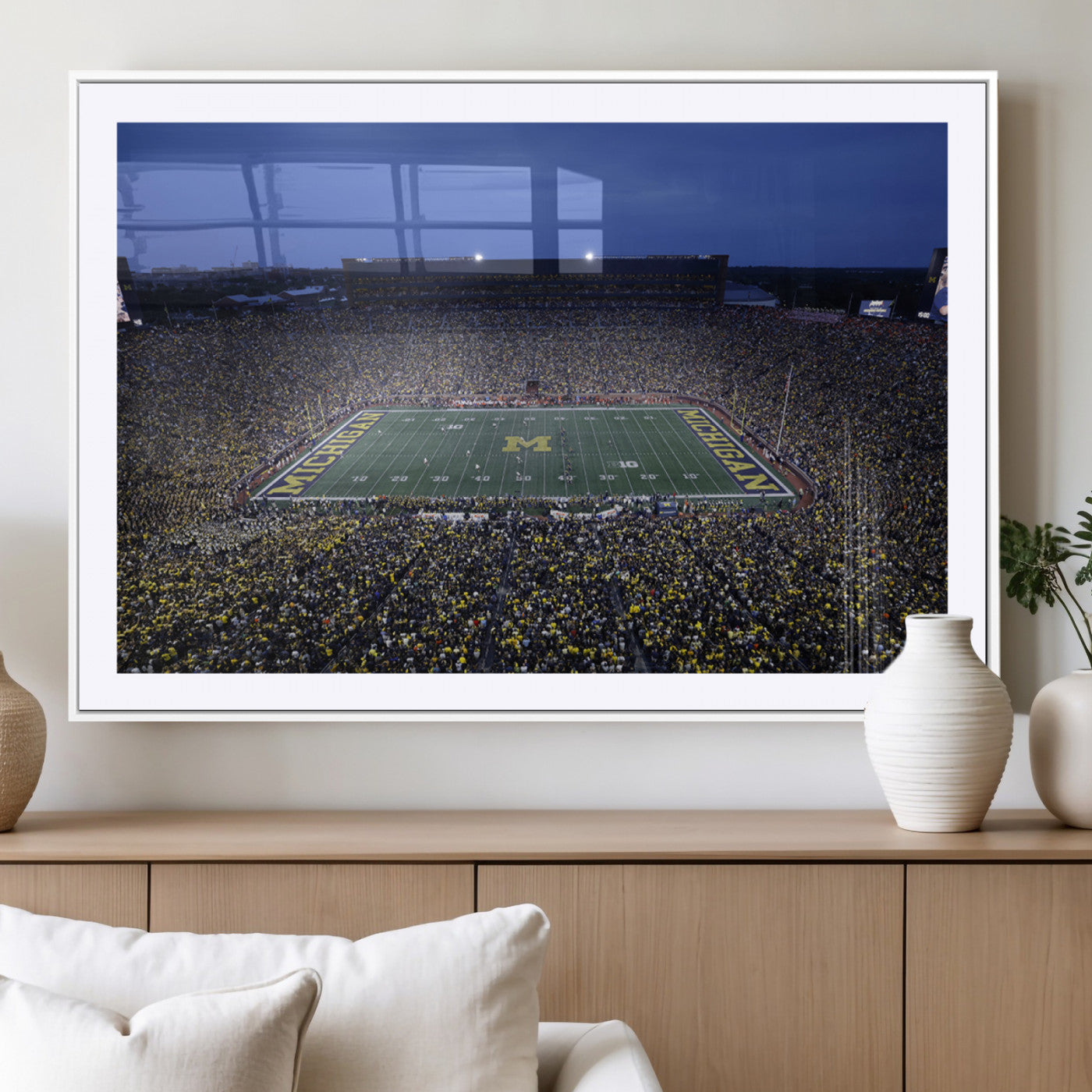 MGC-FP-36x24 - University of Michigan Wolverines Football Team Print - Ann Arbor Michigan Stadium Wall Art Canvas